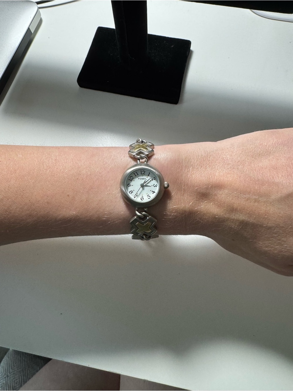 Vintage Rare Y2K Fossil Two-tone Bracelet Clasp Watch - Picture 8 of 9